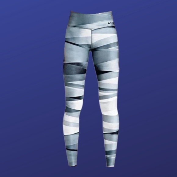 Nike ONE Dri-Fit Women's Mid-Rise Leggings, GRAY/SILVER GEOMETRIC, SizeXS, NWOT - Picture 1 of 9